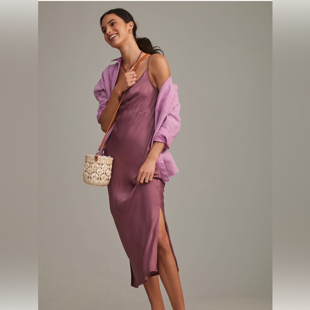 Anthropologie bias cut slip dress XL EUC